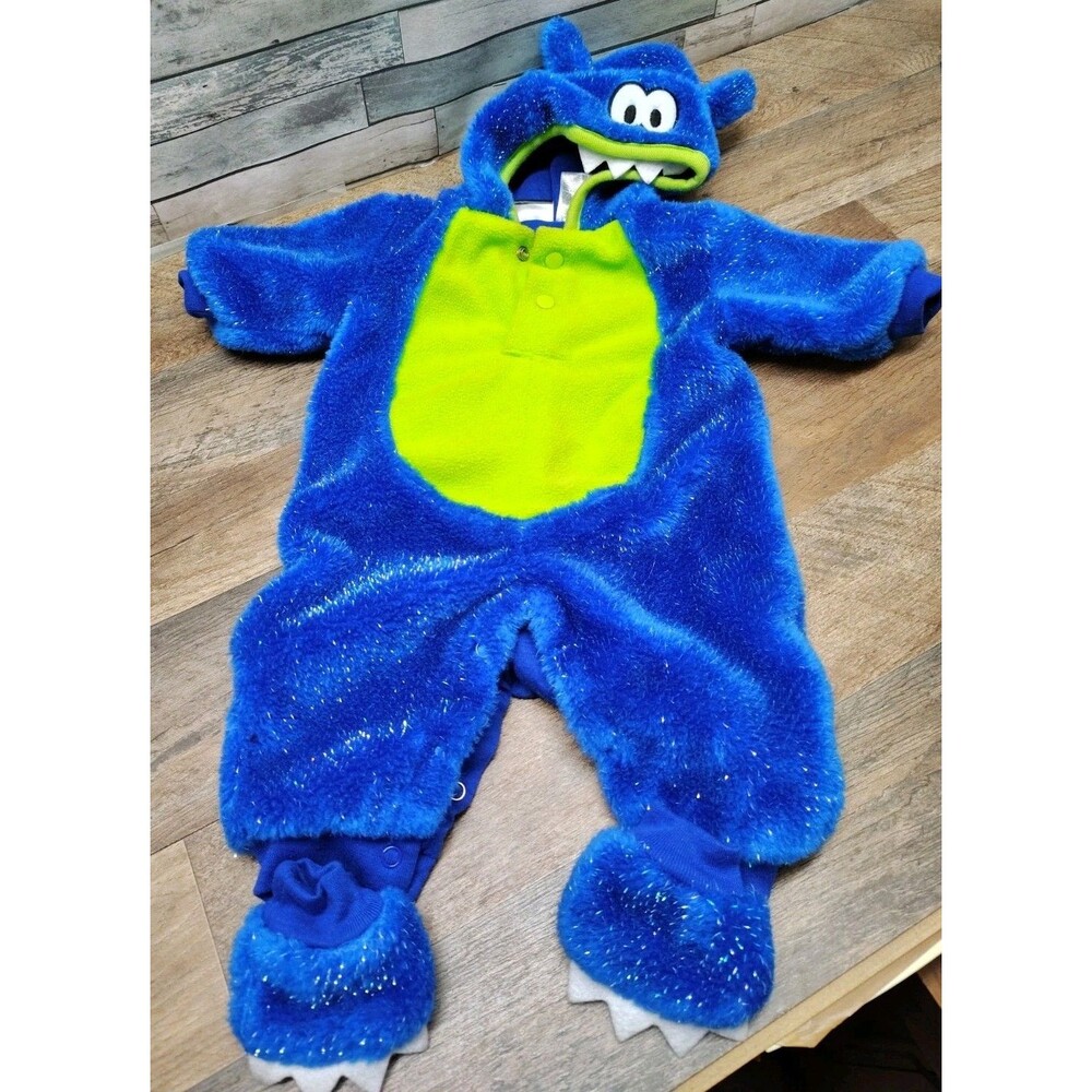 VTG Costume Infant Blue Plush Monster Size 0-3 Mo 1 Piece plus Plush Glove Paws